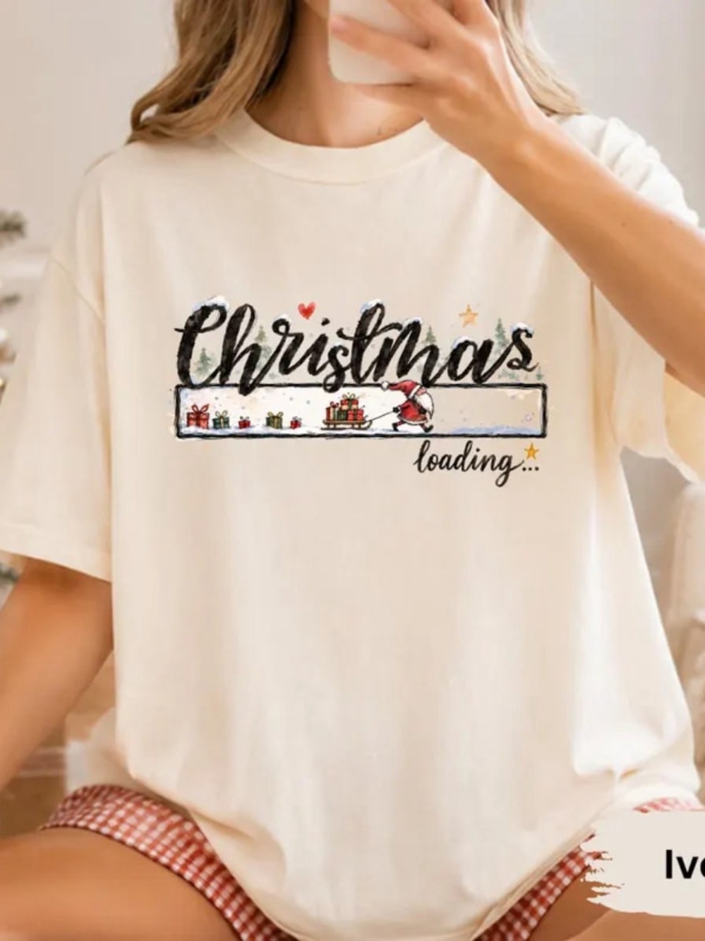 Comfort Colors Ivory Christmas Loading Graphic Tee